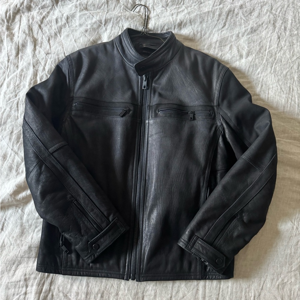 Andrew Marc x Richard Chai, Men's Leather Motorcycle Jacket, Leather Jacket